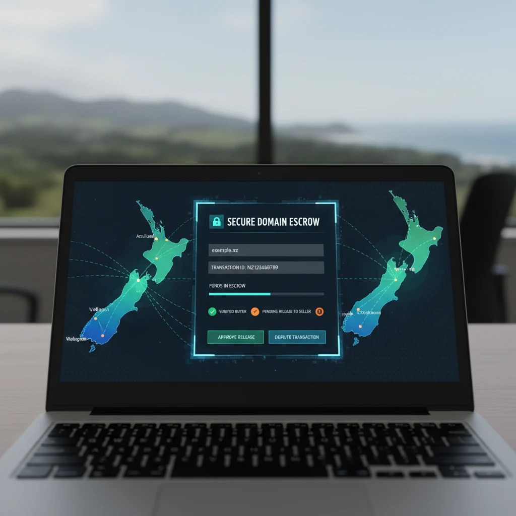 Secure digital escrow transaction interface for domain purchase