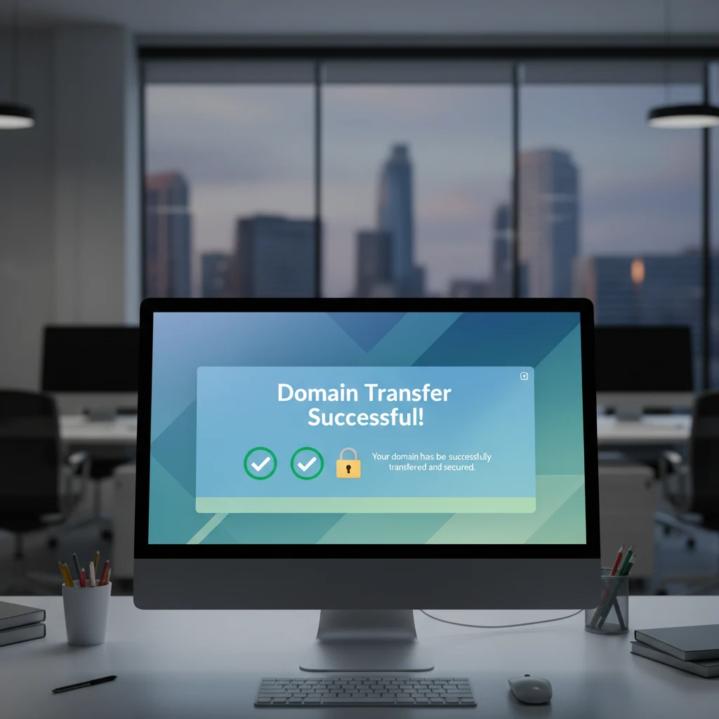 Successful domain transfer notification screen
