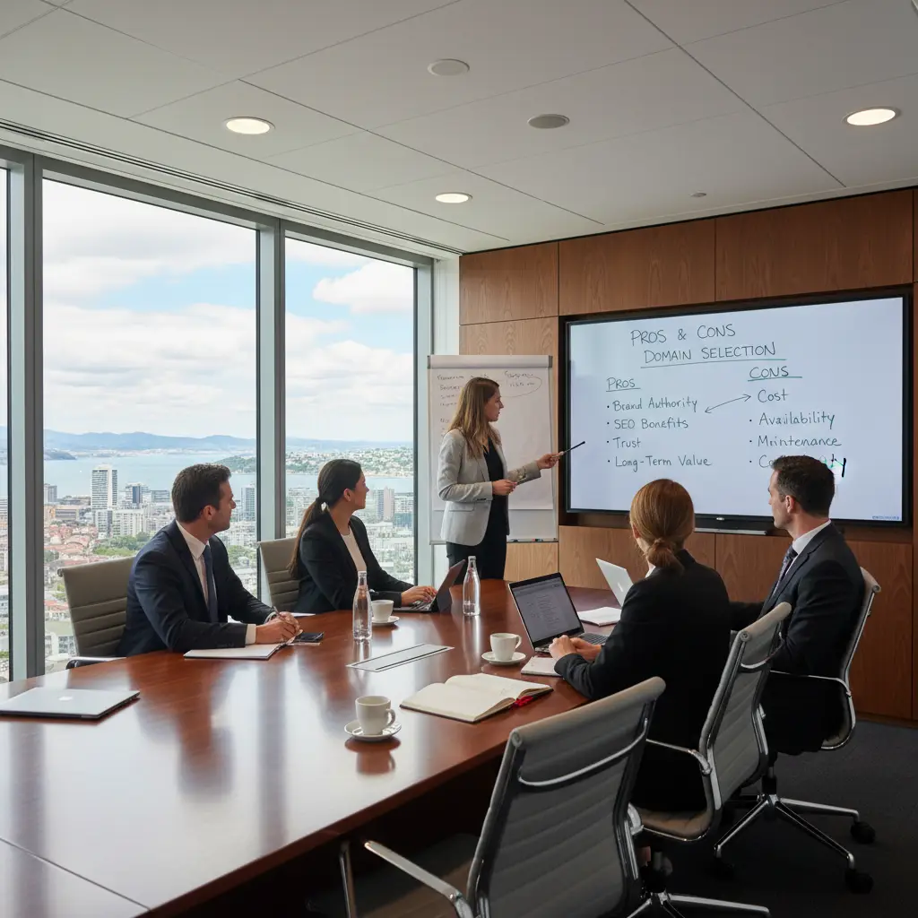 Business team discussing domain strategy