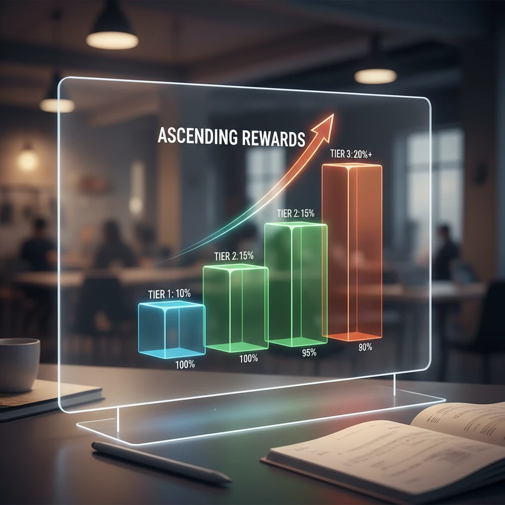 Tiered commission structure visualization for domain sales